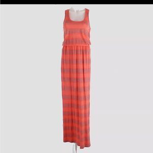 Splendid Striped Sleeveless Empire Waist Maxi Dress coral gray small